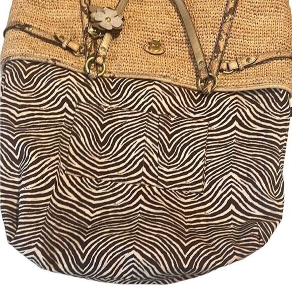 Coach Straw and Python Embossed Leather Trim Natural Large Tote 16838 - Picture 5 of 15